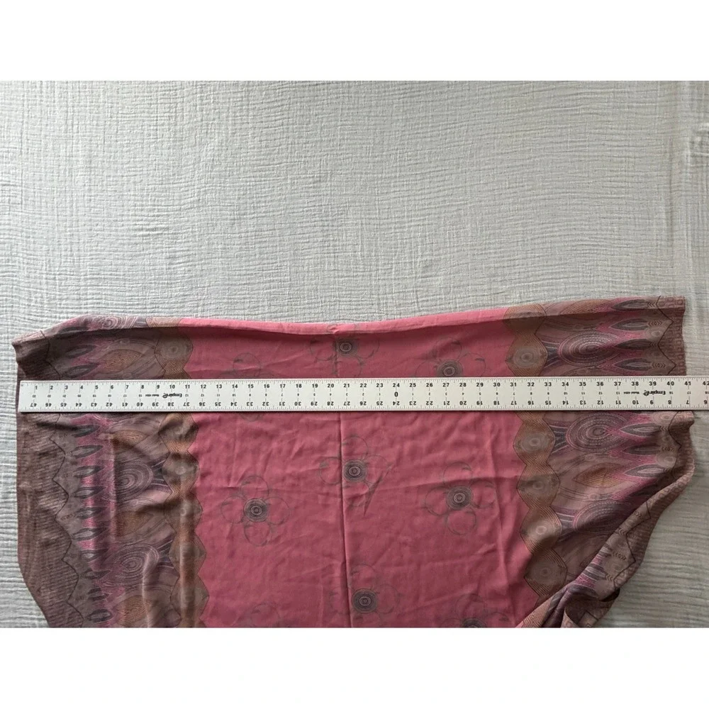Pink Chiffon Paisley Floral Border Print Sheer Lightweight Wrap Scarf Shawl